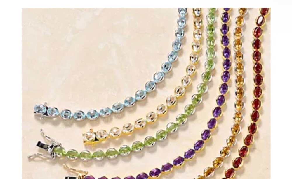 Affinity Gems Oval Cut Gem Tennis Bracelet, 14K Plated Sterling Peridot - Picture 5 of 5